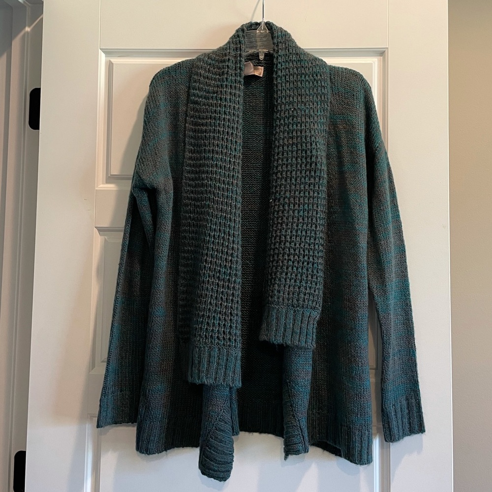 Teal and gray cardigan